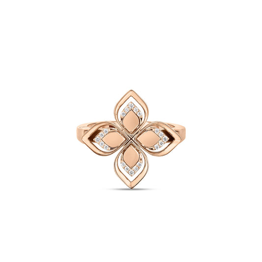 Roberto Coin Venetian Princess Open Frame Flower Ring Diamond in 18K rose gold