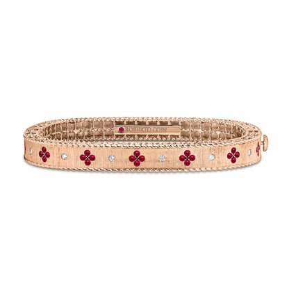 Roberto Coin Princess Square Bangle with ruby and diamond in 18K rose gold