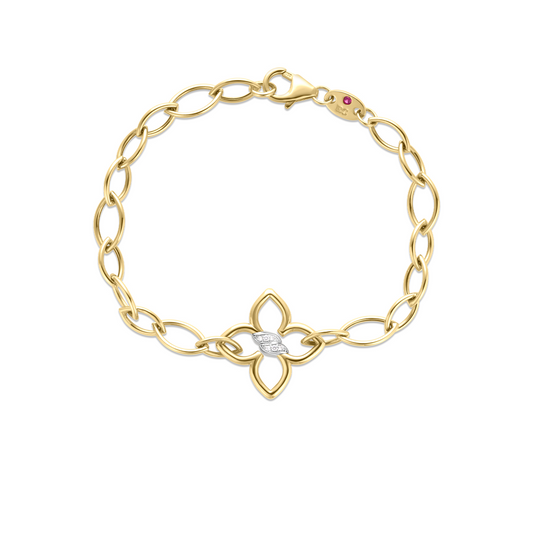 Cialoma Diamond Flower Almond Link Bracelet