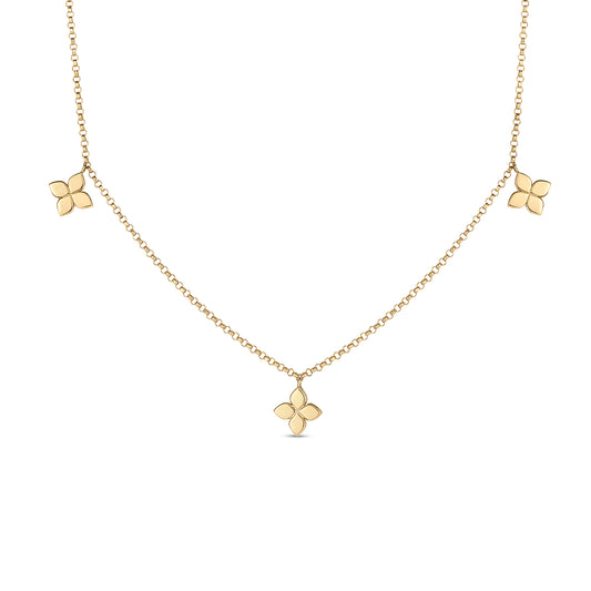 Love In Verona Diamond And Polished Small Flower Station Necklace