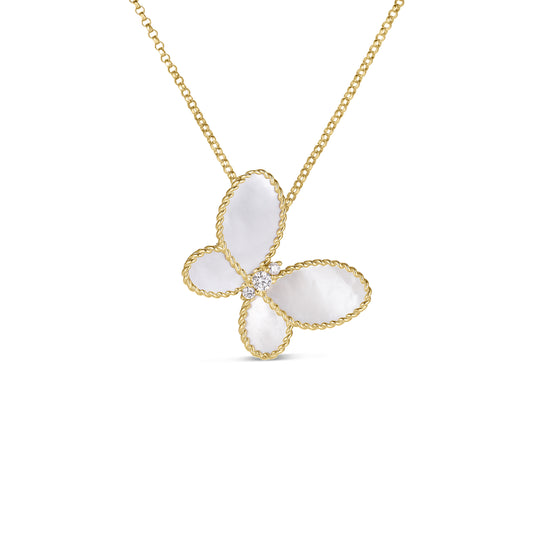Jasmine Diamond And Mother Of Pearl Butterfly Necklace