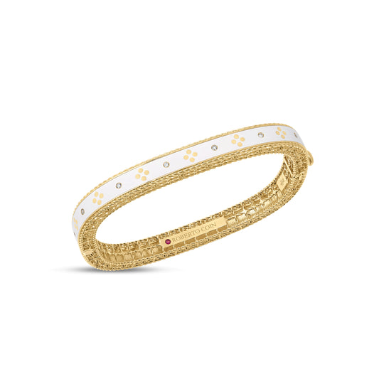 Roberto Coin Venetian Princess Ceramic Enamel Bangle Diamond White in 18K yellow gold