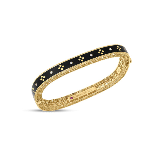 Roberto Coin Venetian Princess Ceramic Enamel Bangle Diamond Black in 18K yellow gold