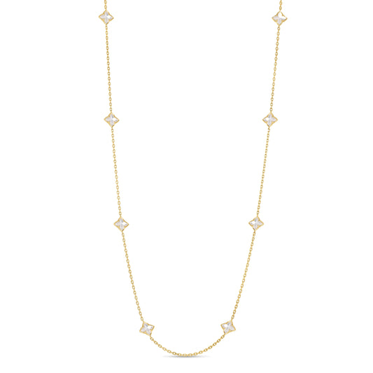 Roberto Coin Venetian Princess Carnival Flower Station Necklace Mother of Pearl Length 36 inches in 18K gold