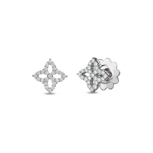 Diamond Princess Outline Small Flower Stud Earrings