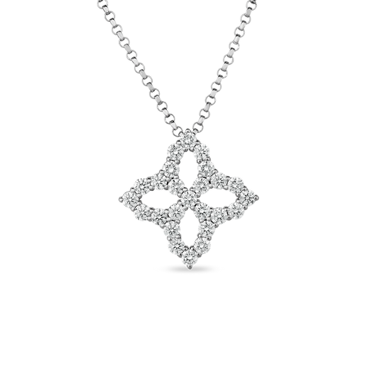 Diamond Princess Outline Medium Flower Necklace