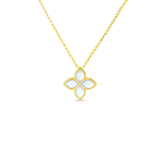 Venetian Princess Diamond And Mother Of Pearl Medium Flower Necklace
