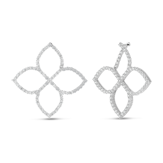 Diamond Princess Outline Large Flower Earrings
