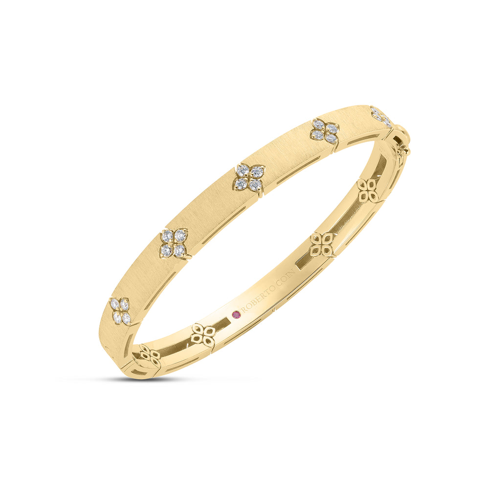 Love In Verona Medium Width Diamond Accent And Satin Finish Bangle