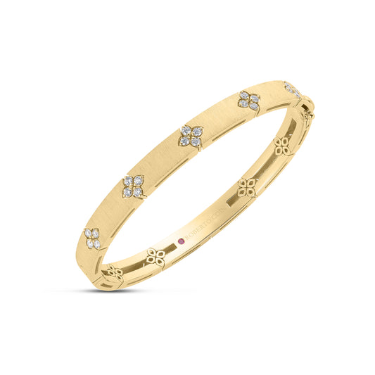 Love In Verona Medium Width Diamond Accent And Satin Finish Bangle