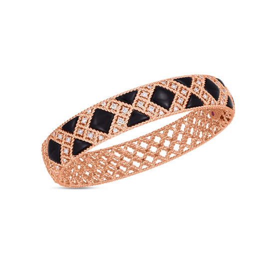 Palazzo Ducale Black Jade And Diamond Hinged Bangle