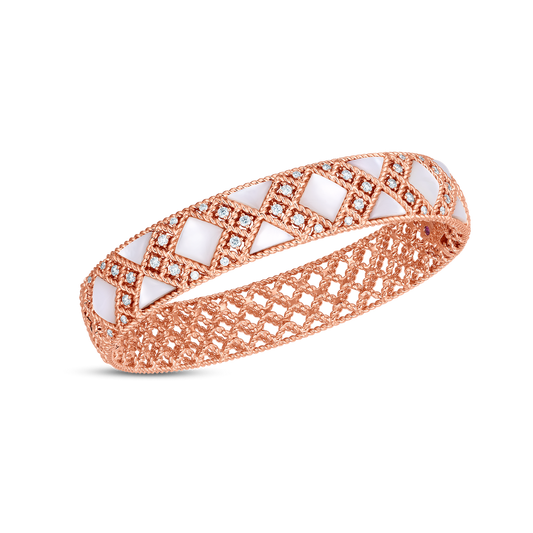Palazzo Ducale Mother Of Pearl And Diamond Hinged Bangle