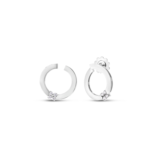 Love In Verona Single Diamond Flower Circle Earrings