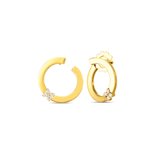 Love In Verona Single Diamond Flower Circle Earrings