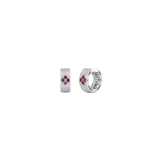 Love In Verona Pave Diamond And Ruby Small Hoop Earrings