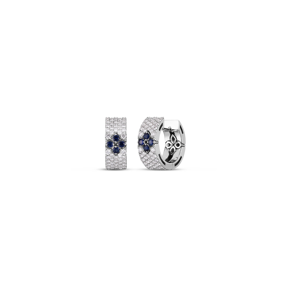 Love In Verona Pave Diamond And Blue Sapphire Small Hoop Earrings