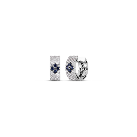 Love In Verona Pave Diamond And Blue Sapphire Small Hoop Earrings