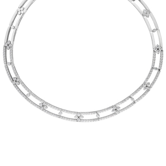 Love In Verona Open Frame Pave Diamond Collar Necklace
