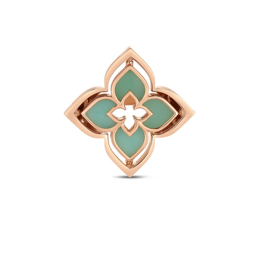 Roberto Coin Venetian Princess Pirouette Flower Ring with chrysoprase and diamond in 18K rose gold