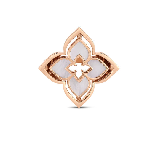 Roberto Coin Venetian Princess Pirouette Flower Ring with mother of pearl and diamond in 18K rose gold