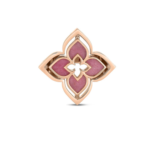 Roberto Coin Venetian Princess Pirouette Flower Ring with rhodonite and diamond in 18K rose gold