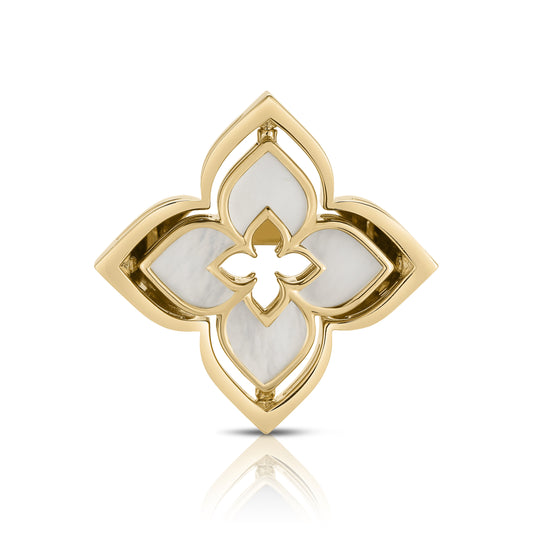 Roberto Coin Venetian Princess Pirouette Flower Ring with mother of pearl and diamond in 18K yellow gold