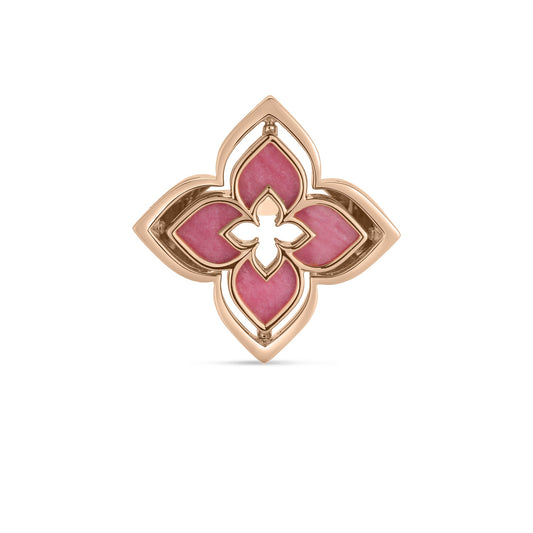 Roberto Coin Venetian Princess Pirouette Flower Ring with rhodonite and diamond in 18K rose gold