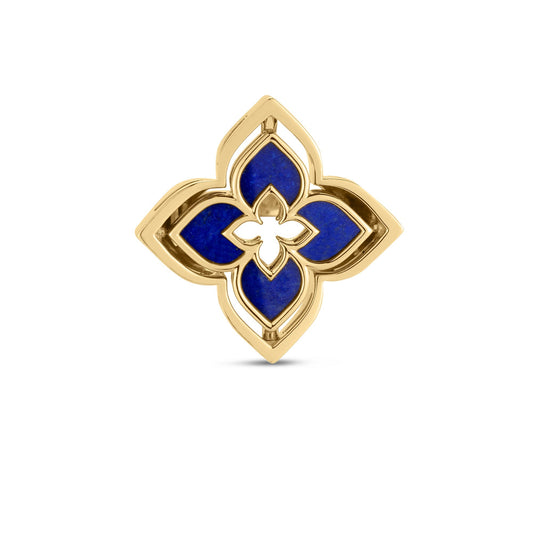 Roberto Coin Venetian Princess Pirouette Flower Ring with lapis and diamond in 18K yellow gold