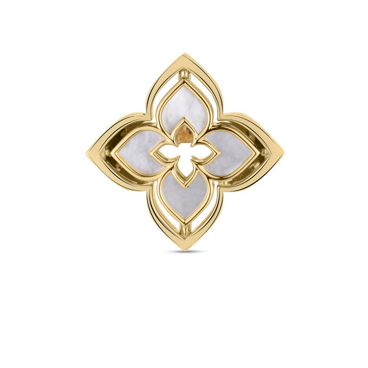 Roberto Coin Venetian Princess Pirouette Flower Ring with mother of pearl and diamond in 18K yellow gold