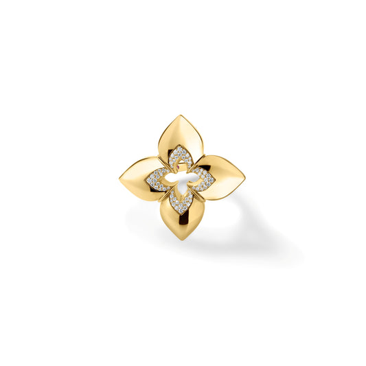 Roberto Coin Venetian Princess Large Cabochon Flower Ring Diamond in 18K yellow gold