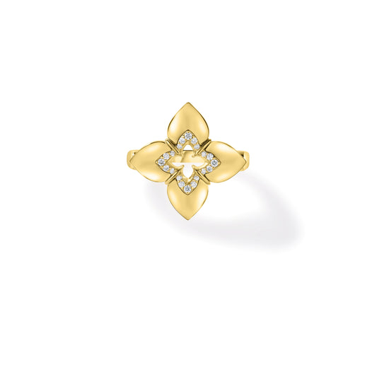 Roberto Coin Venetian Princess Classic Cabochon Flower Ring Diamond in 18K yellow gold