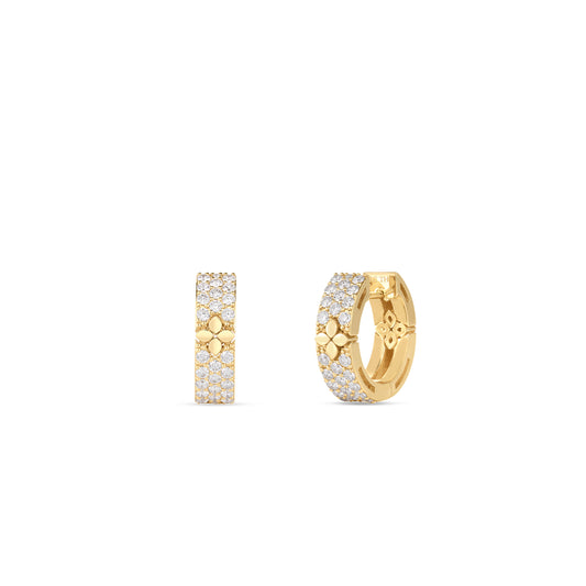 Love In Verona Pavé Diamond And Polished Flower Narrow Hoop Earrings