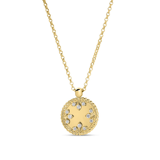 Roberto Coin Venetian Medallions Small Pendant Necklace Diamond in 18K yellow gold