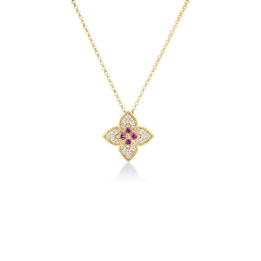 Venetian Princess Carnival Diamond And Rubellite Medium Flower Necklace