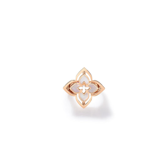 Roberto Coin Venetian Princess Pirouette Small Flower Ring with mother of pearl and diamond in 18K rose gold