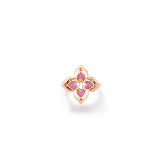 Roberto Coin Venetian Princess Pirouette Small Flower Ring with rhodonite and diamond in 18K rose gold