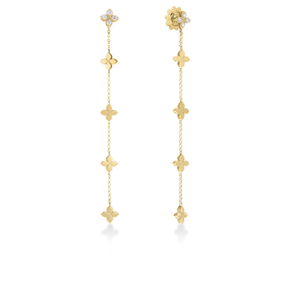 Love In Verona Diamond And Polished Finish Flower Dangle Earrings
