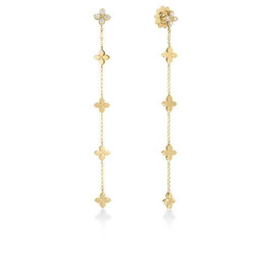 Love In Verona Diamond And Polished Finish Flower Dangle Earrings