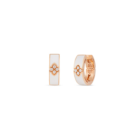 Love In Verona Diamond And White Enamel Hoop Earrings