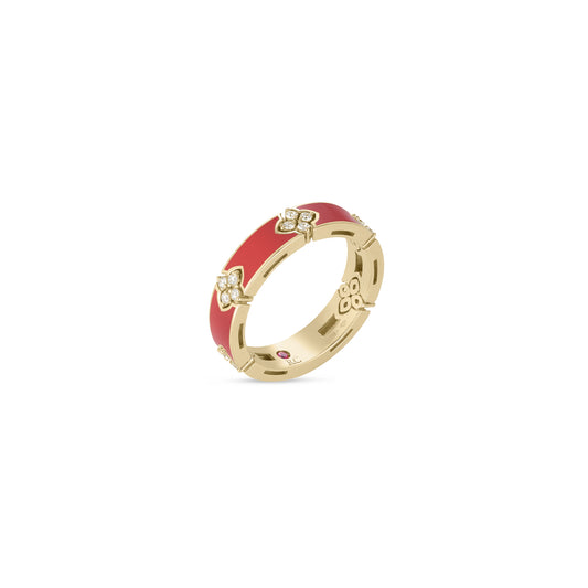 Love In Verona Diamond And Coral Enamel Ring