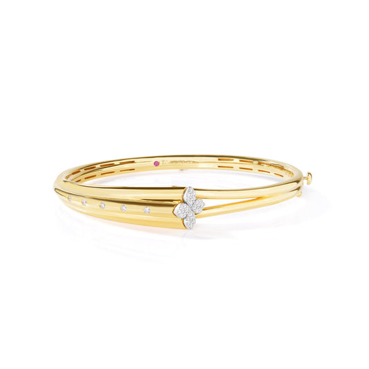 Roberto Coin Love in Verona Flower Multi Band Bangle Pavé Diamond in 18K yellow gold