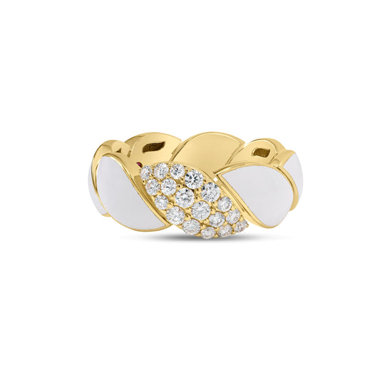 Roberto Coin San Marco Ceramic Enamel Ring Diamond, Ceramic Enamel in 18K gold