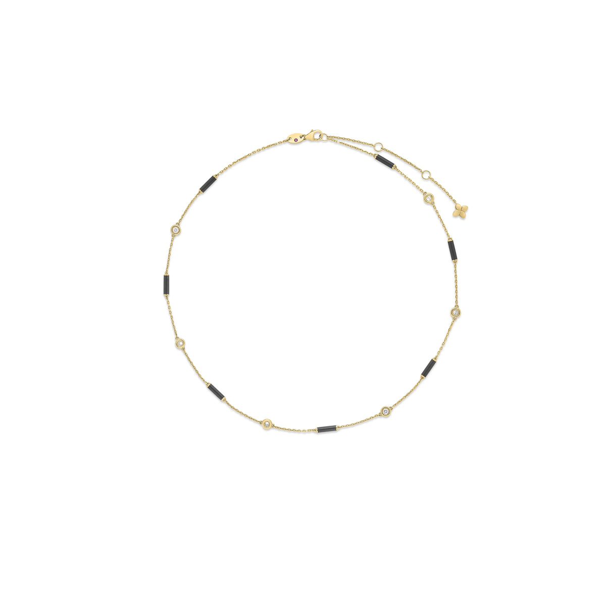 Roberto Coin Diamonds by the Inch Bar and Bezel Station Necklace Diamond, Ceramic Enamel Length 36 inches in 18K yellow gold