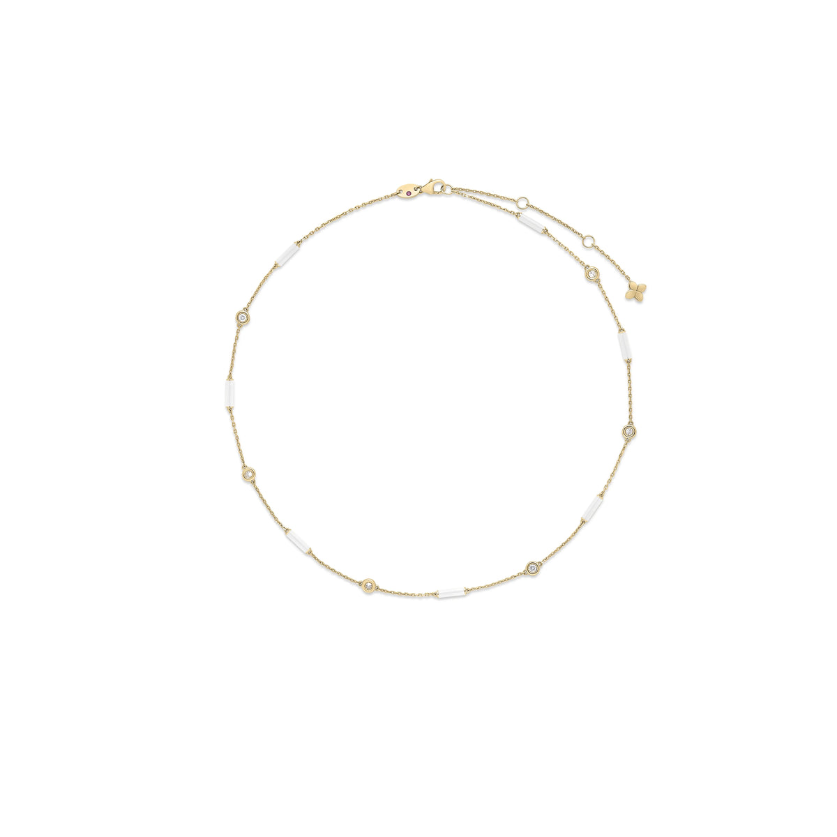 Roberto Coin Diamonds by the Inch Bar and Bezel Station Necklace Diamond, Ceramic Enamel Length 18 inches in 18K yellow gold