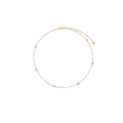 Roberto Coin Diamonds by the Inch Bar and Bezel Station Necklace Diamond, Ceramic Enamel Length 36 inches in 18K yellow gold
