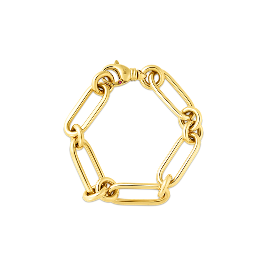 Designer Gold Oval And Round Link Bracelet