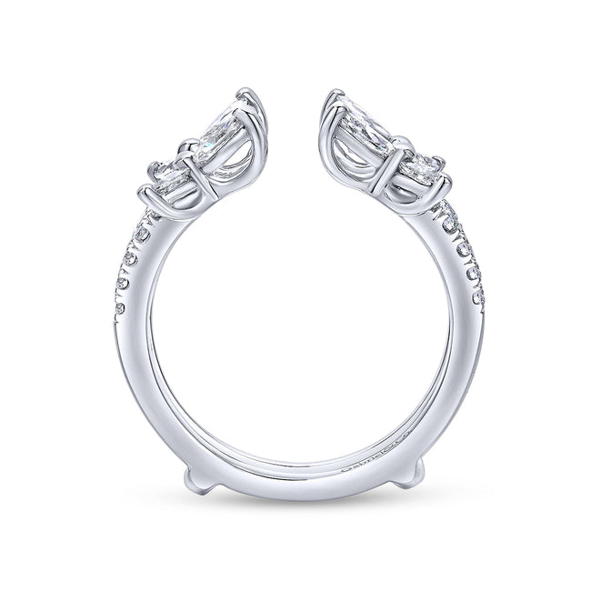 14K White Gold Marquise and Round Diamond Ring Enhancer