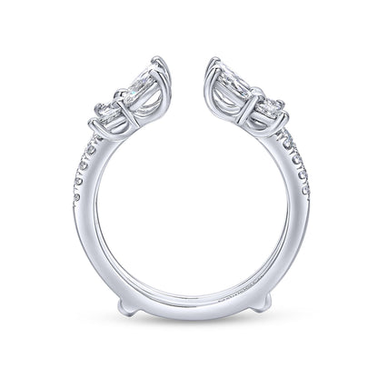 14K White Gold Marquise and Round Diamond Ring Enhancer