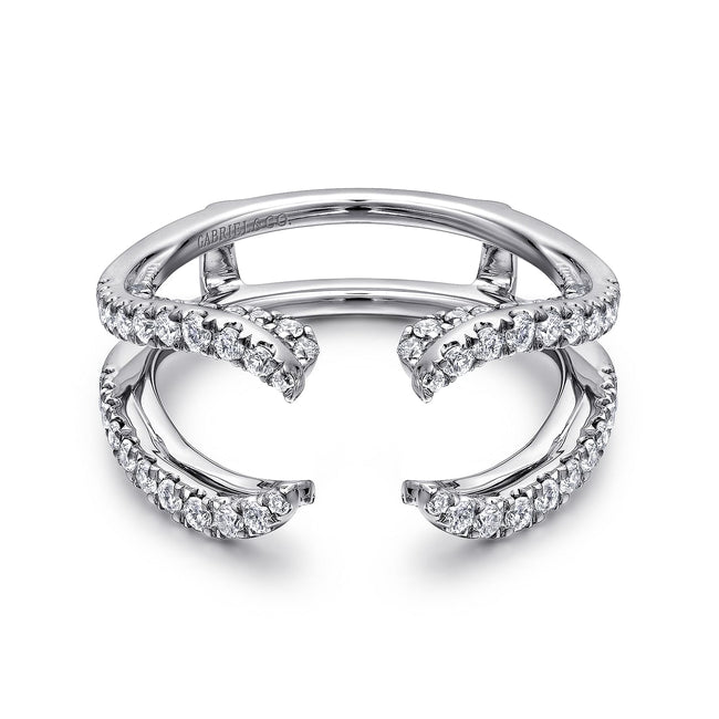 14K White Gold French Pavé Set Diamond Ring Enhancer