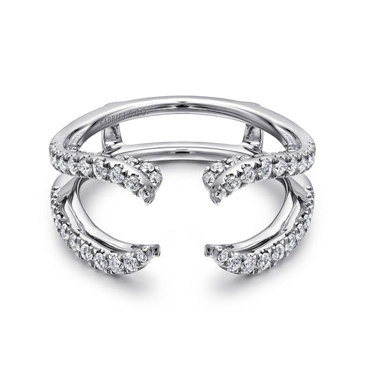 14K White Gold French Pavé Set Diamond Ring Enhancer